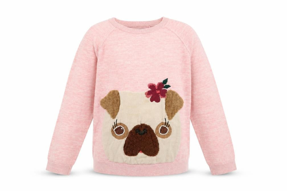 TU Girls Pink Crew Neck Cotton Pullover Jumper Size 13 Years - Dog