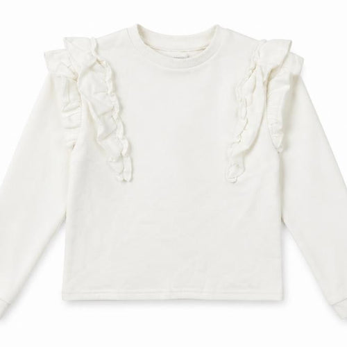 F&F Girls White Cotton Pullover Sweatshirt Size 8-9 Years - Frills
