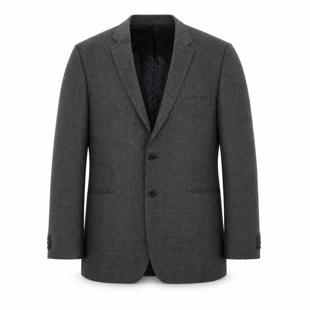 Front view of Karl Jackson men’s brown check polyester jacket suit jacket, size 46