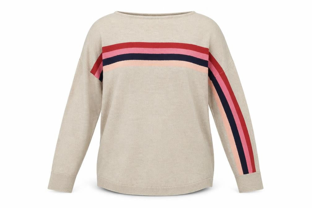 Oasis Womens Beige Round Neck Polyester Pullover Jumper Size S