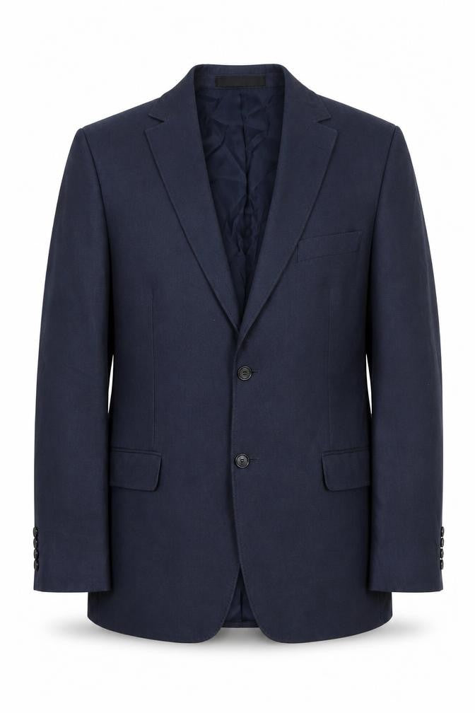 Front view of Marks & Spencer men’s blue polyester jacket suit jacket, size M