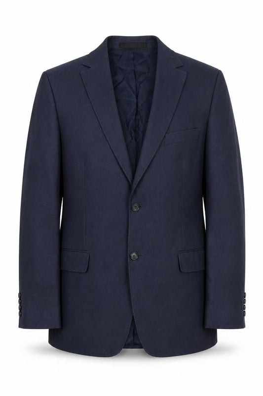 Front view of Marks & Spencer men’s blue polyester jacket suit jacket, size M