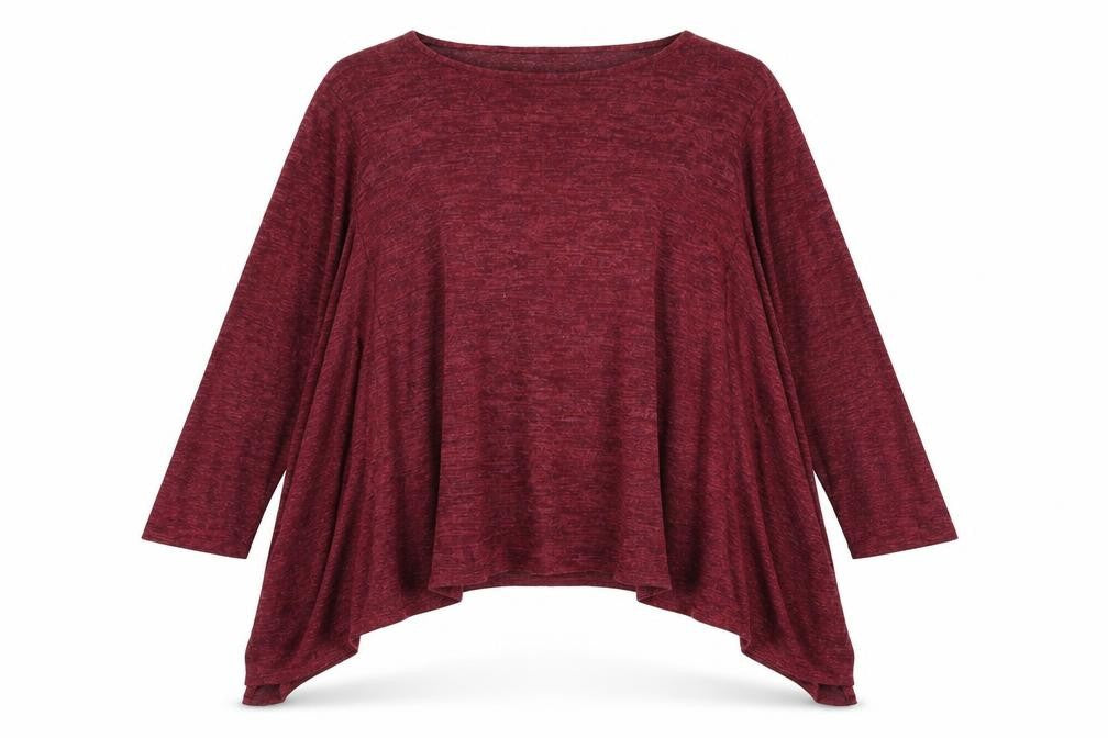 Front view of Preworn women’s red round neck polyester jumper, size M, - waterfall