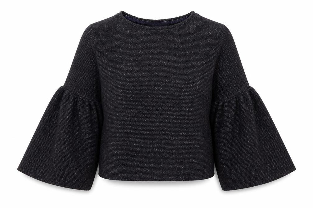 Marks and Spencer Womens Blue Boat Neck Acrylic Pullover Jumper Size 14 - Flared Sleeves