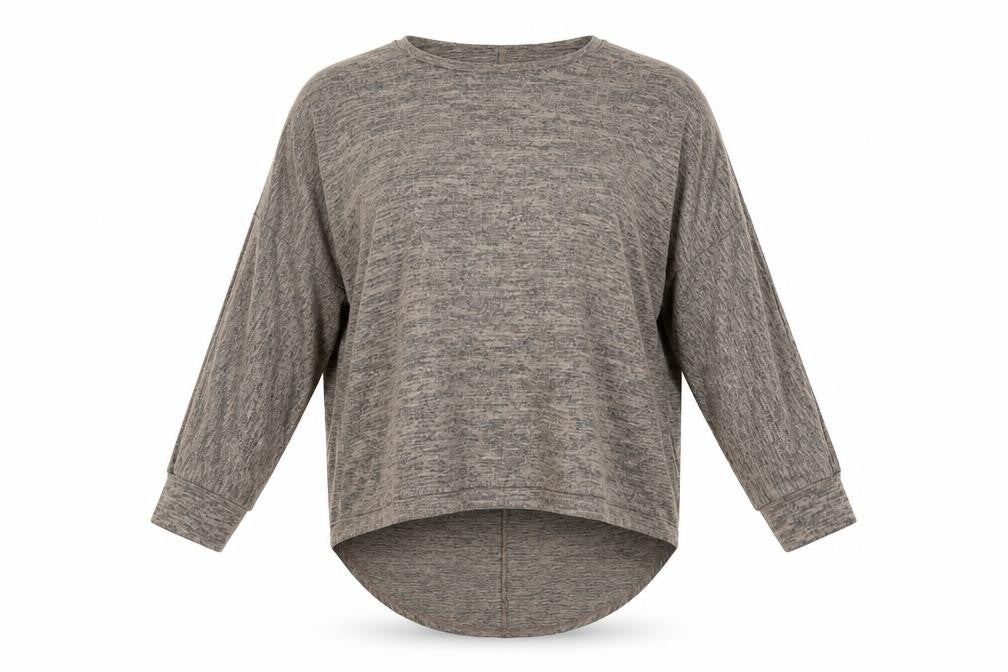 Front view of New Look women’s beige round neck polyester jumper, size M