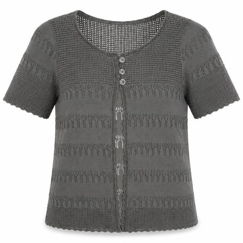 AMARANTO Womens Grey V-Neck Acrylic Cardigan Jumper Size 14
