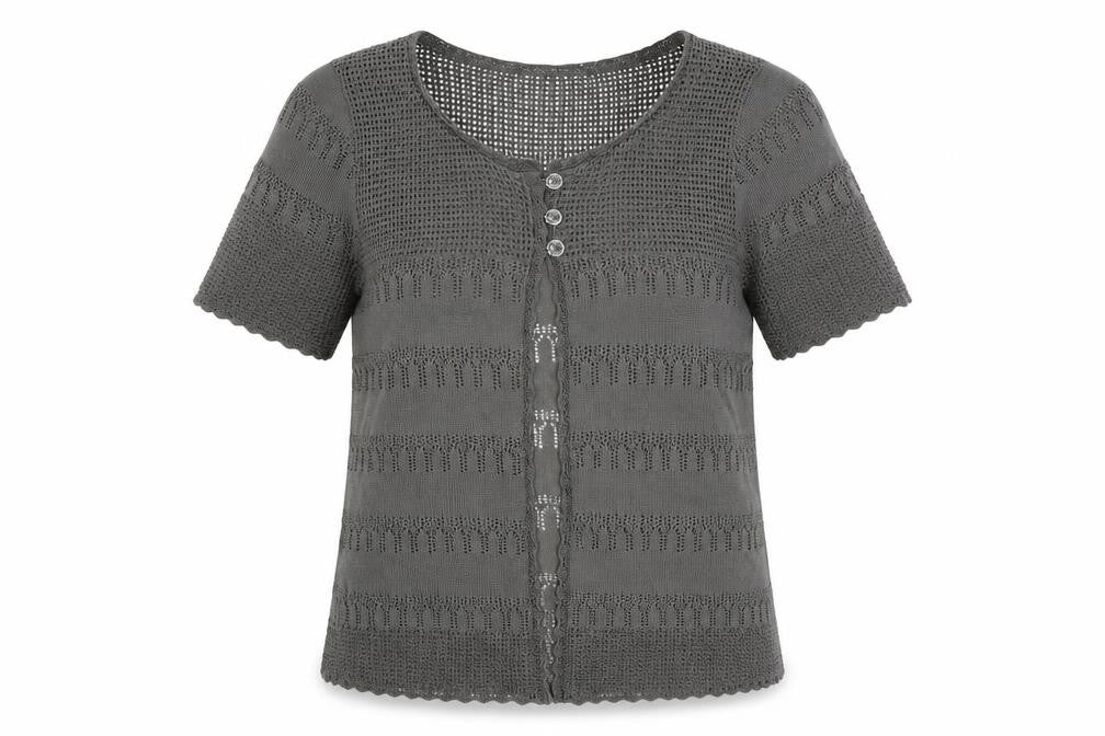AMARANTO Womens Grey V-Neck Acrylic Cardigan Jumper Size 14