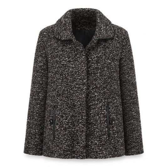 Front view of Finesse women’s brown jacket, size UK 14, button