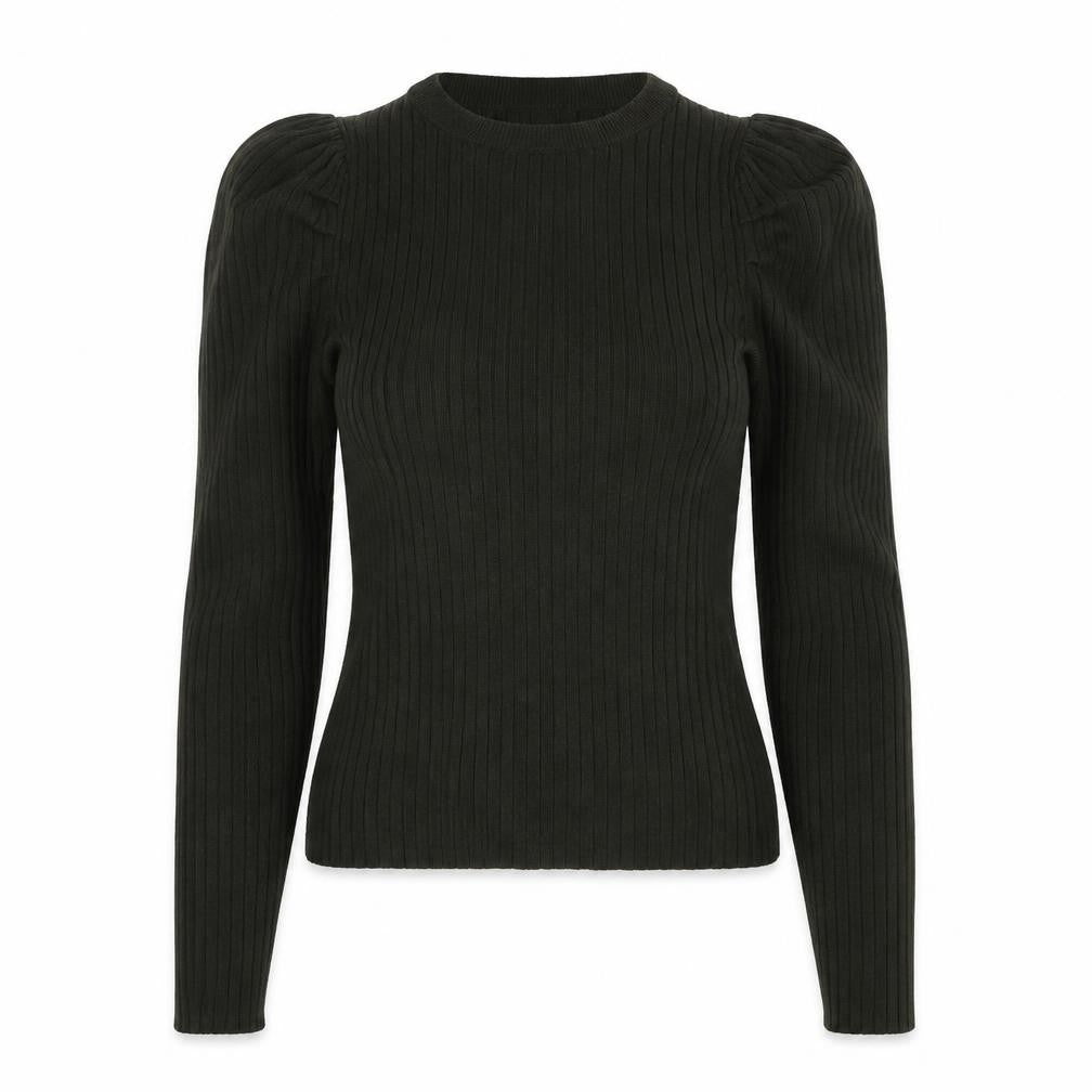 Front view of Sweewë women’s grey round neck viscose jumper, size S