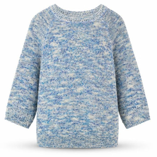 Alexera Womens Blue Boat Neck Geometric Acrylic Pullover Jumper Size S