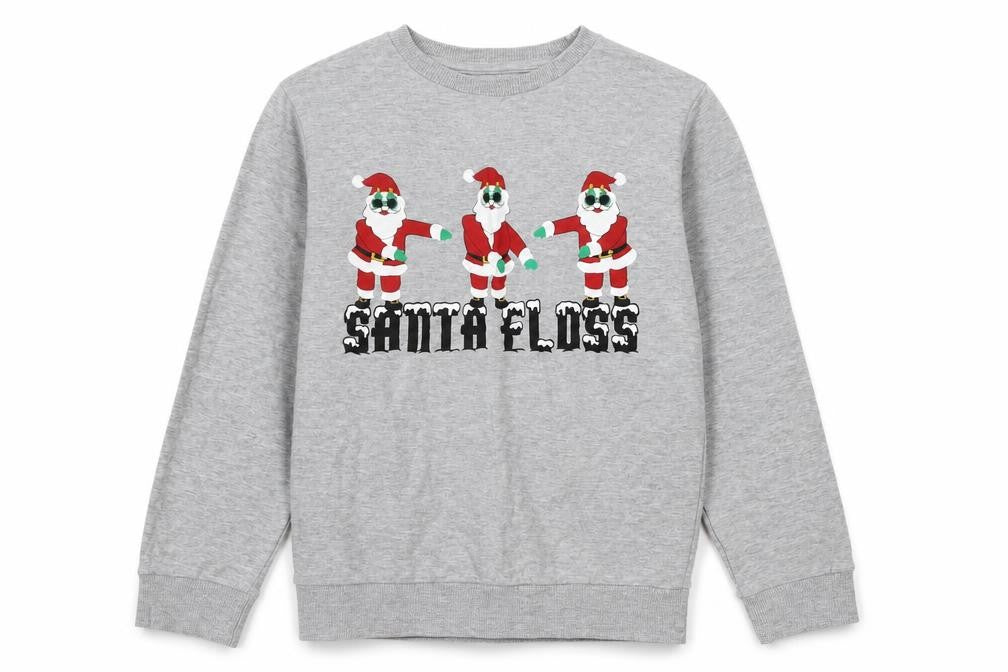 Urban Outlaws Boys Grey Cotton Pullover Sweatshirt Size 9 Years Pullover - Santa Floss Christmas