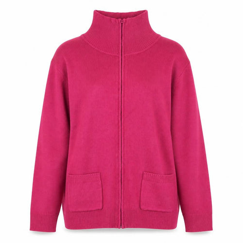 Damart Womens Pink High Neck Acrylic Full Zip Jumper Size M