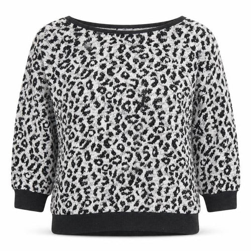 New Look Womens White Round Neck Animal Print Cotton Pullover Jumper Size 6