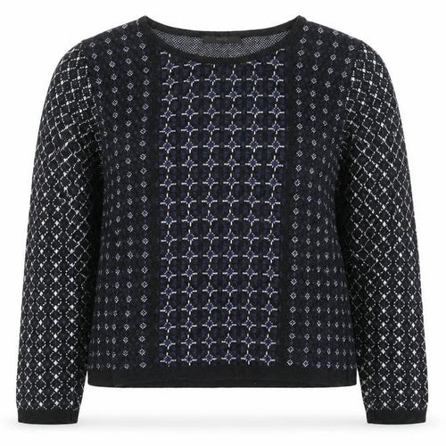 George Womens Black Boat Neck Geometric Cotton Pullover Jumper Size 10