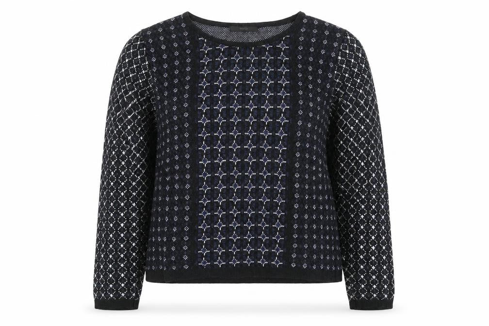 George Womens Black Boat Neck Geometric Cotton Pullover Jumper Size 10