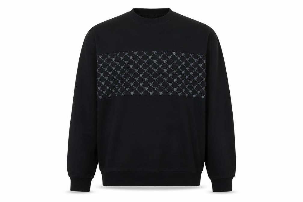 Front view of Primark men’s black polyester pullover sweatshirt, size S, - fp