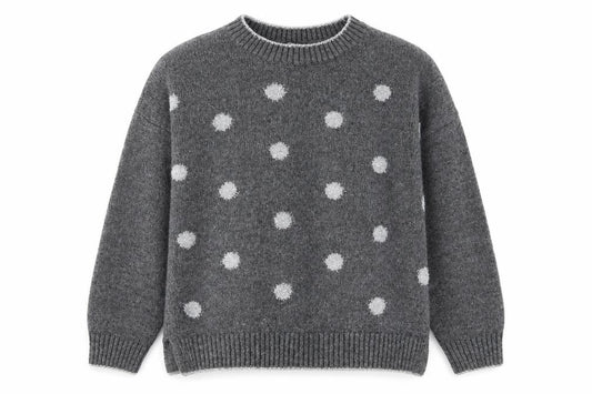 Front view of Next women’s grey round neck polka dot polyester jumper, size M