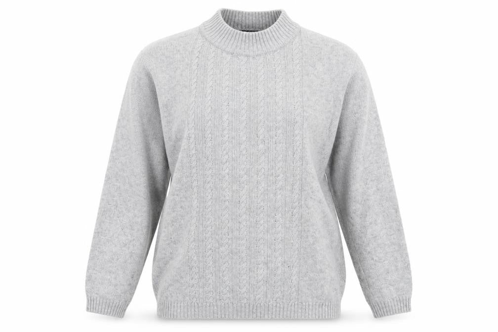 Front view of Isle women’s grey mock neck nylon jumper, size M
