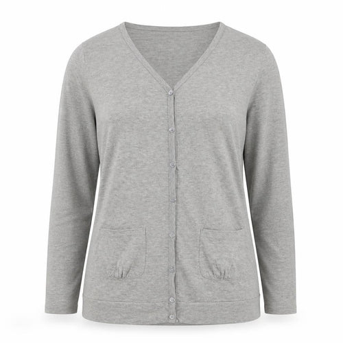 B. You Womens Grey V-Neck Viscose Cardigan Jumper Size 10
