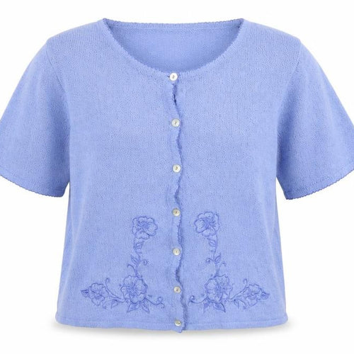 Aniela Womens Blue Round Neck Acrylic Cardigan Jumper Size L