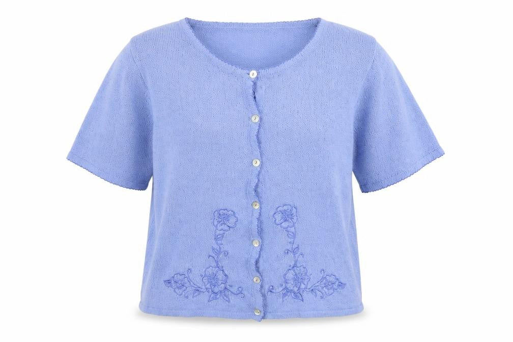 Aniela Womens Blue Round Neck Acrylic Cardigan Jumper Size L