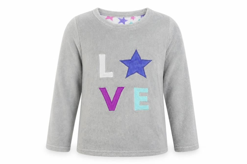Front view of Love To Sleep women’s grey solid polyester top pyjama top, size UK 8, - love