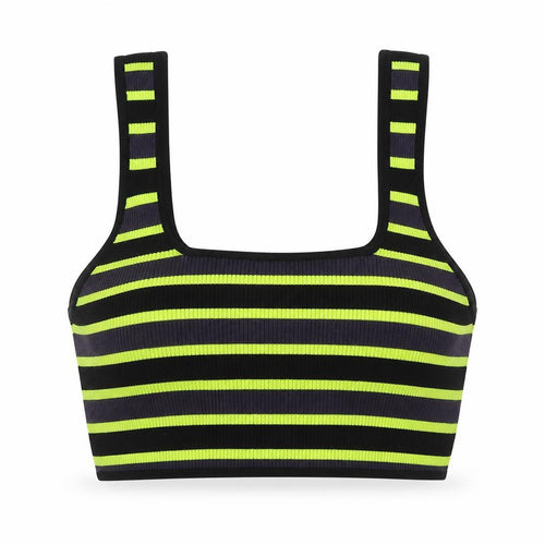 Divided by H&M Womens Multicoloured Striped Viscose Cropped Tank Size L Square Neck