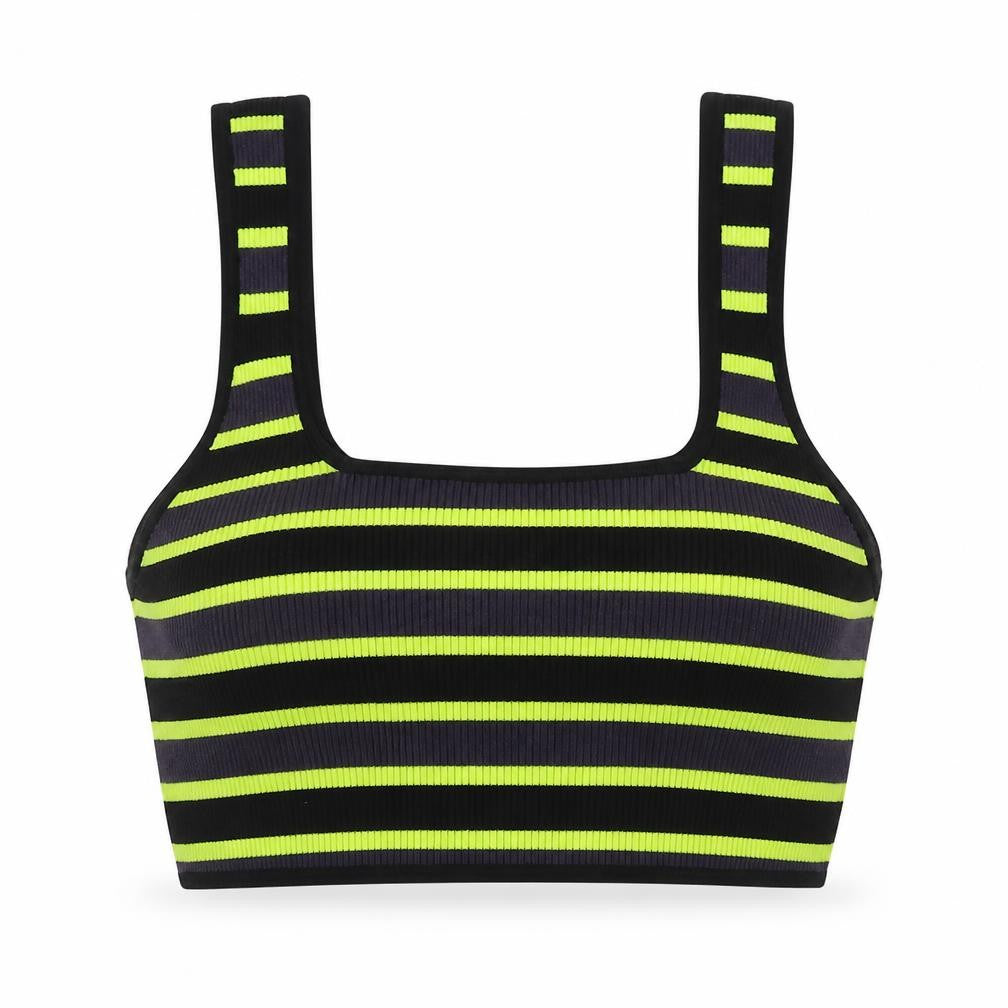 Divided by H&M Womens Multicoloured Striped Viscose Cropped Tank Size L Square Neck