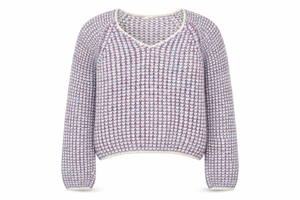 Front view of ESPRIT women’s blue round neck cotton jumper, size M
