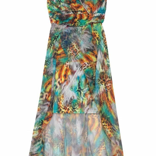 Jenny Womens Multicoloured Animal Print Polyester Fit & Flare Size S Sweetheart Pullover - Dipped Hem