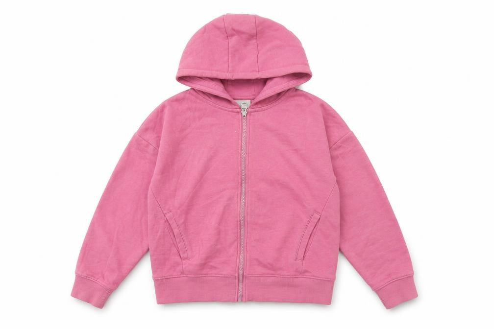 I Love Giirlswear Girls Pink Round Neck Cotton Full Zip Jumper Size 11 Years Zip