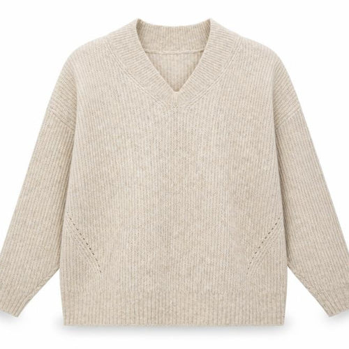Marks and Spencer Mens Beige V-Neck Acrylic Pullover Jumper Size XL