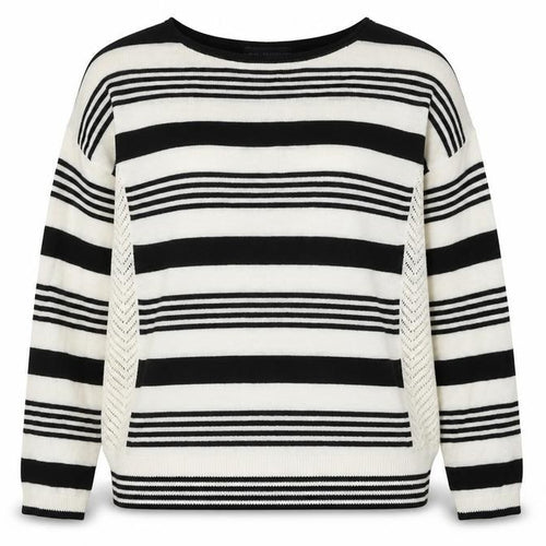 Marks and Spencer Womens Black Boat Neck Striped Acrylic Pullover Jumper Size 14