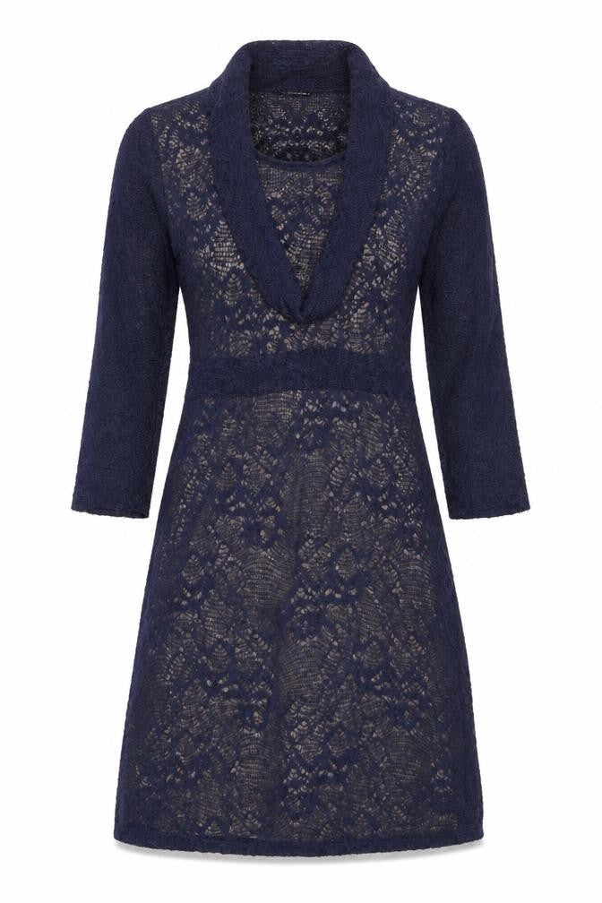 Front view of Padierno women’s blue polyester a-line, size UK 8, scoop neck pullover
