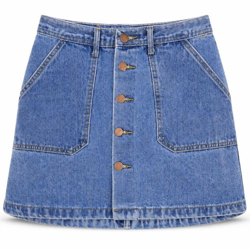 Yimeixuan Jeans Womens Blue Cotton Mini Skirt Size M Button