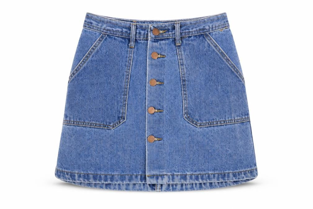 Yimeixuan Jeans Womens Blue Cotton Mini Skirt Size M Button