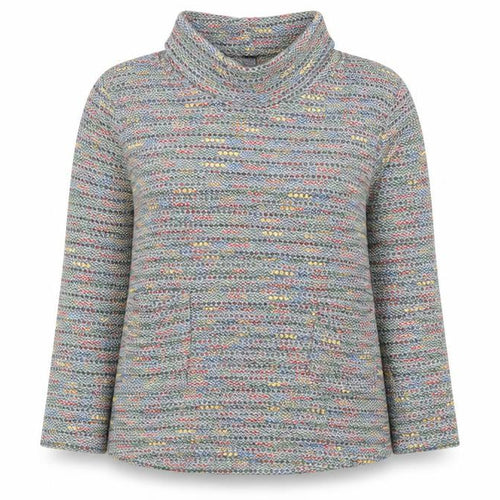 Cerulean Collection Womens Grey Roll Neck Striped Acrylic Pullover Jumper Size M - Mutlicoloured Fleck