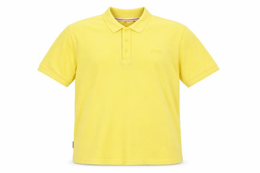 Front view of Slazenger men’s yellow polyester polo, size L, collared button