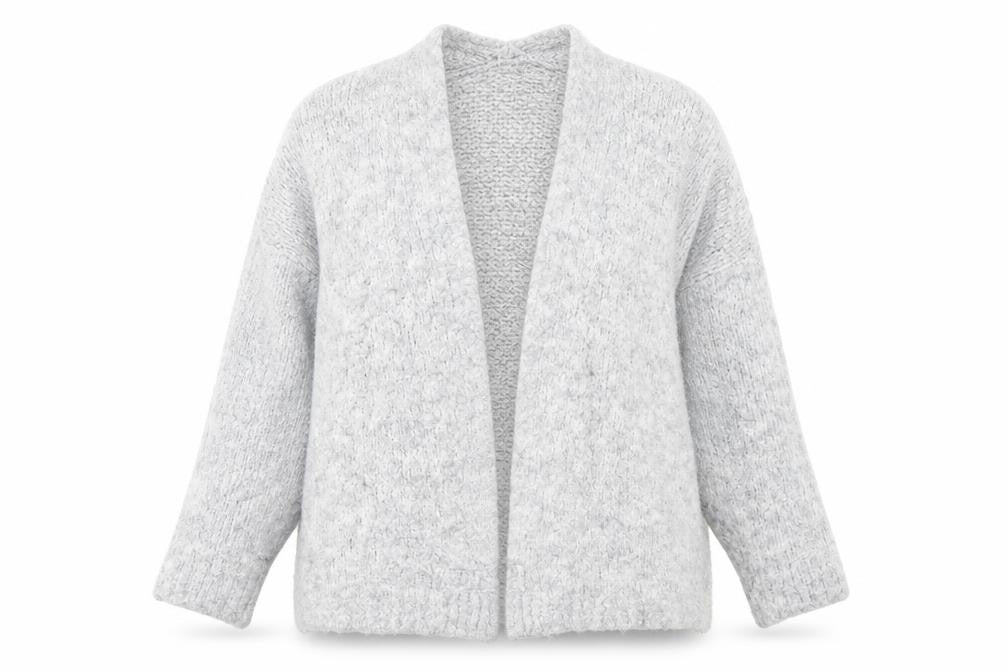 Vanessa Alexandra Womens Grey V-Neck Polyacrylate Fibre Cardigan Jumper Size S