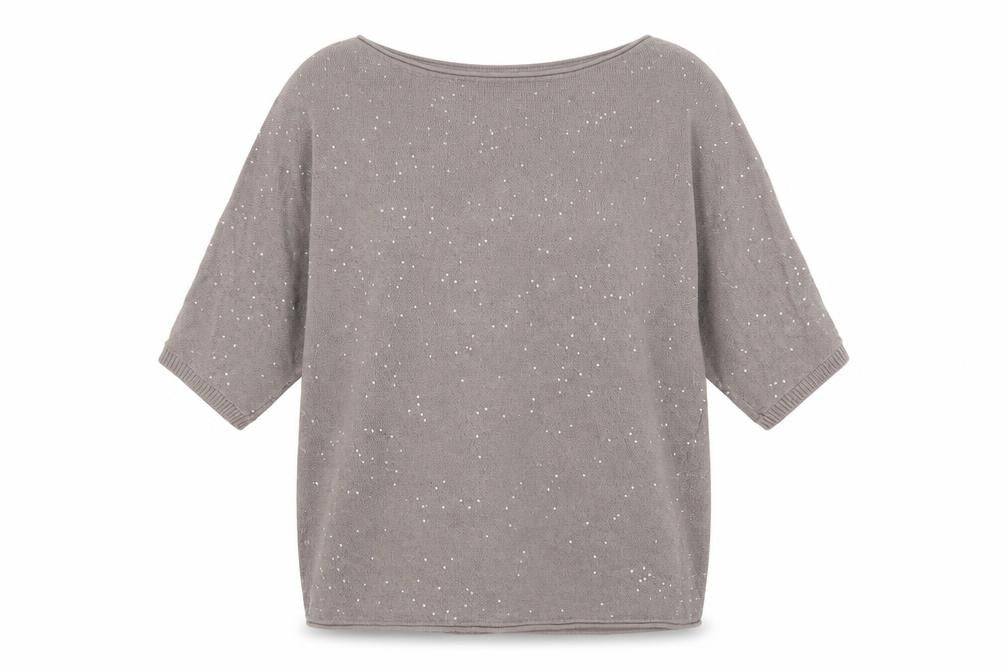 Front view of Miss Capitan women’s beige round neck acrylic jumper, size S