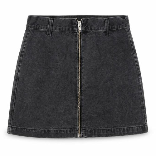 Topshop Womens Grey Cotton A-Line Skirt Size 10 Zip