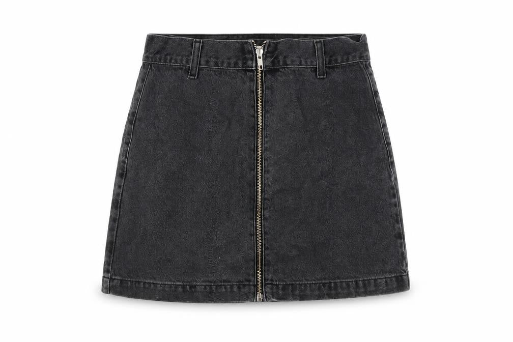 Topshop Womens Grey Cotton A-Line Skirt Size 10 Zip