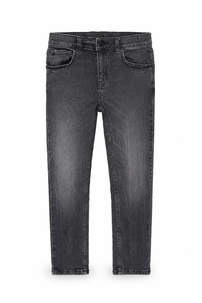 Front view of Tu boys’ grey cotton skinny jeans, size 9, months regular zip
