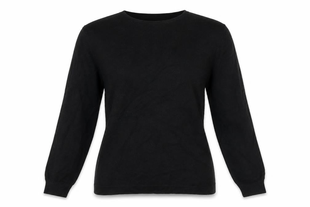 Front view of Luisa Lorenzi women’s black round neck polyester jumper, size M