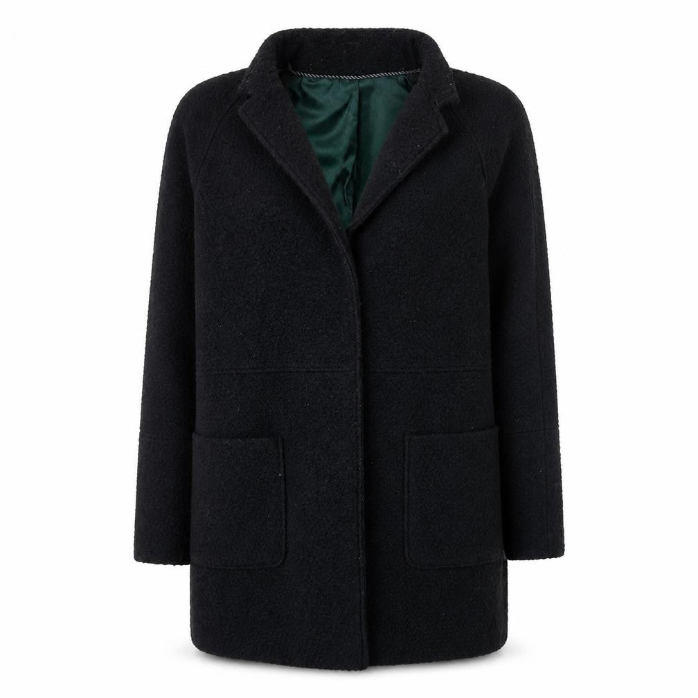 Front view of Next women’s black jacket coat, size UK 12, button