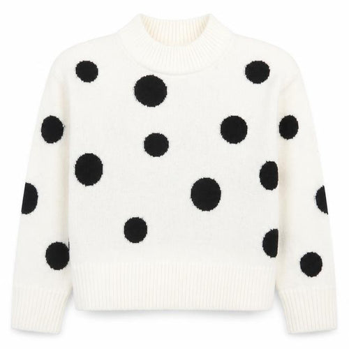 Marks and Spencer Womens Ivory Round Neck Polka Dot Acrylic Pullover Jumper Size M