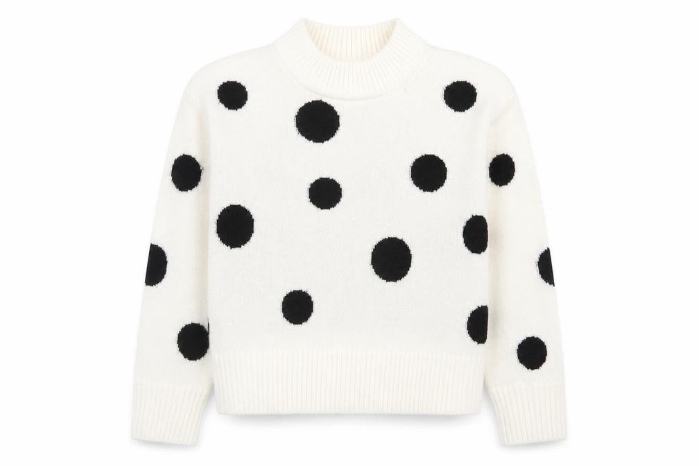 Marks and Spencer Womens Ivory Round Neck Polka Dot Acrylic Pullover Jumper Size M