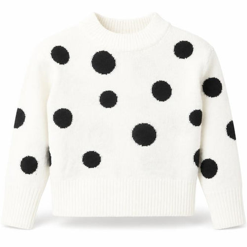 Marks and Spencer Womens White Round Neck Polka Dot Acrylic Pullover Jumper Size S