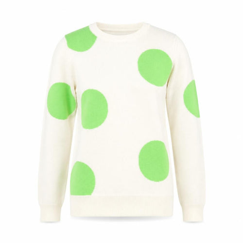 Marks and Spencer Womens Green Crew Neck Polka Dot Acrylic Pullover Jumper Size 8