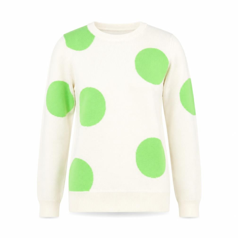 Marks and Spencer Womens Green Crew Neck Polka Dot Acrylic Pullover Jumper Size 8